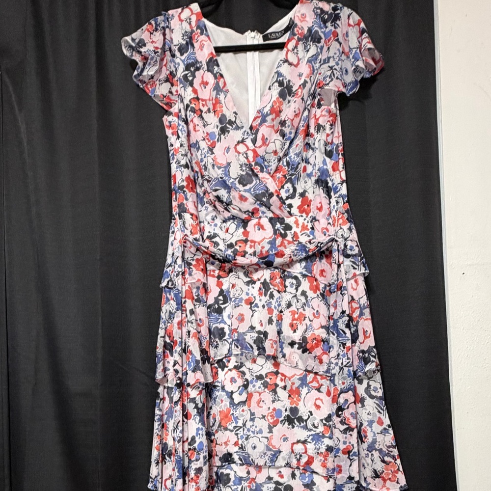 🌷SPRING SALE🌷 Ralph Lauren Floral A Line Flutter Sleeve Dress - Picture 4 of 9